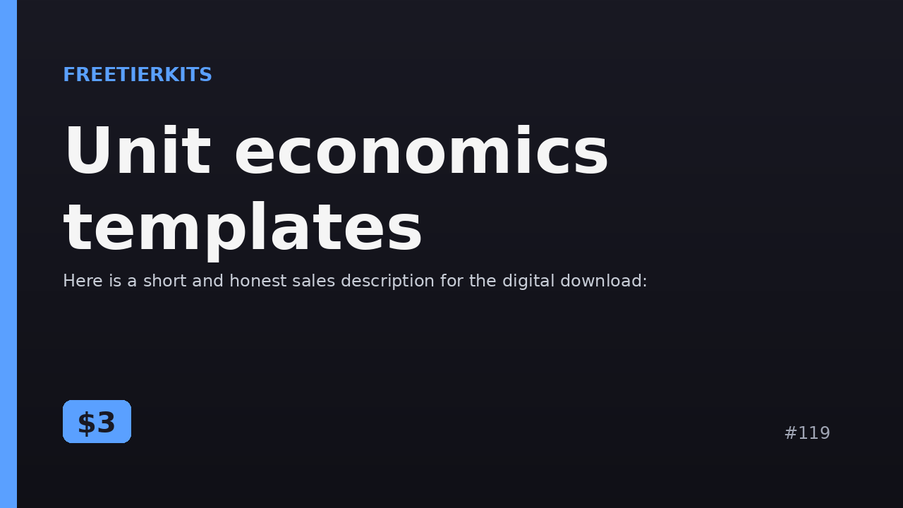 Unit economics templates – Practical Kit cover