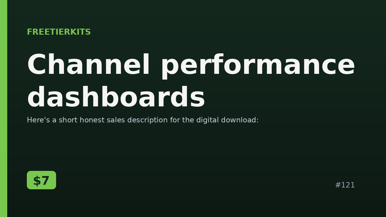 Channel performance dashboards – Practical Kit cover