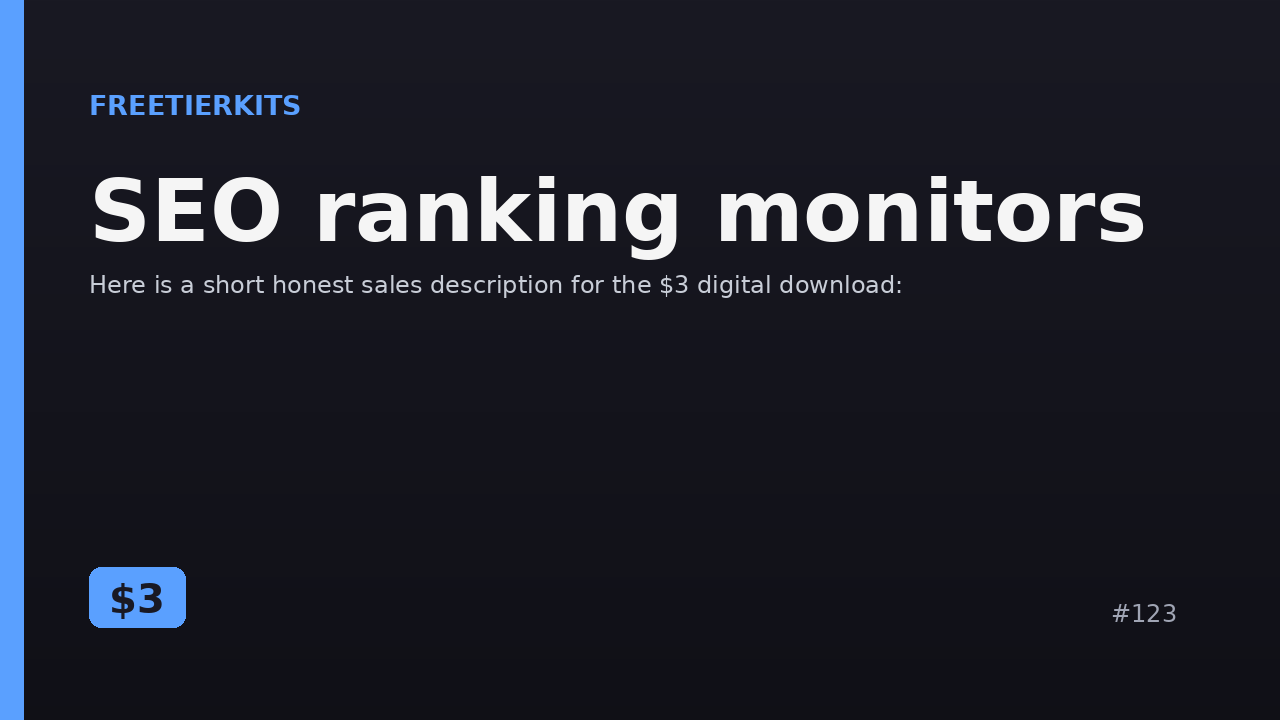 SEO ranking monitors – Practical Kit cover