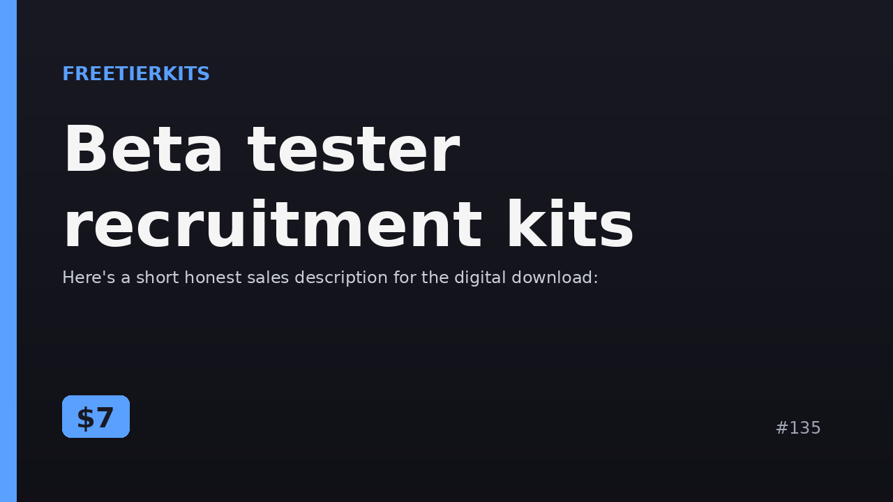 Beta tester recruitment kits – Practical Kit cover