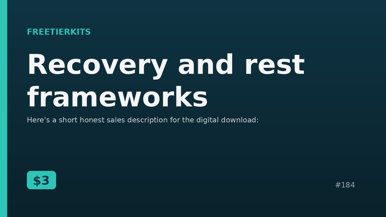Recovery and rest frameworks – Practical Kit cover