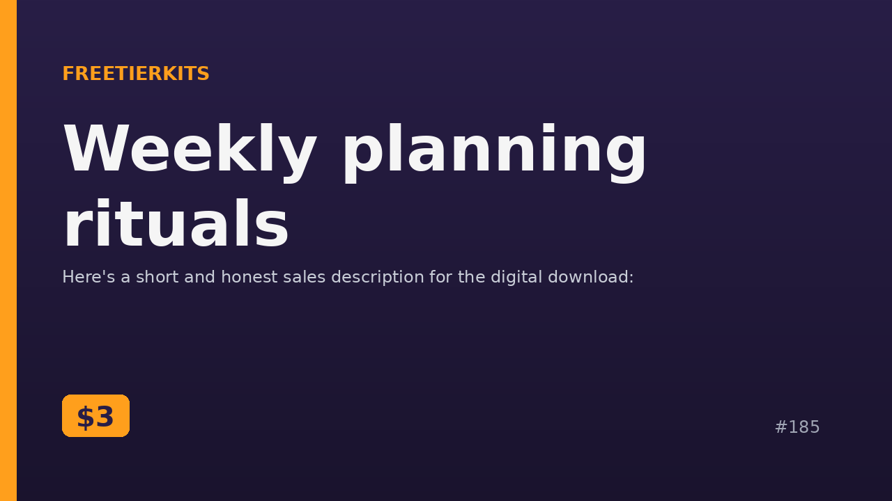 Weekly planning rituals – Practical Kit cover