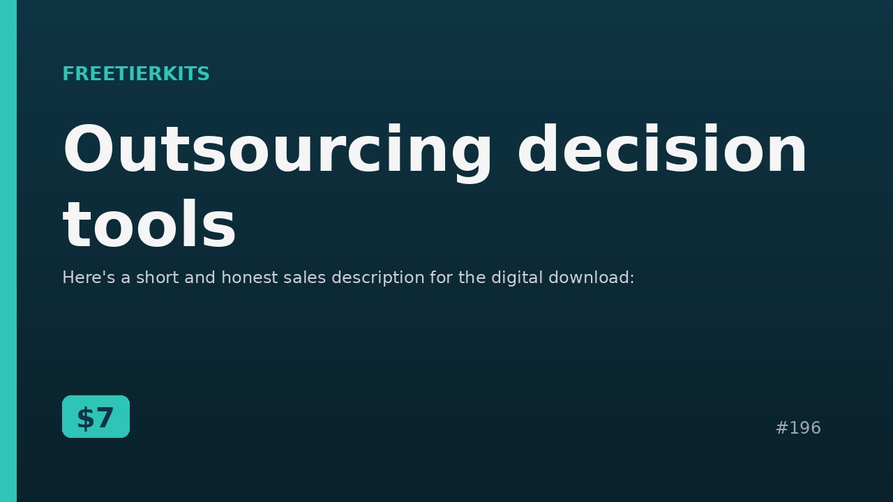 Outsourcing decision tools – Practical Kit cover