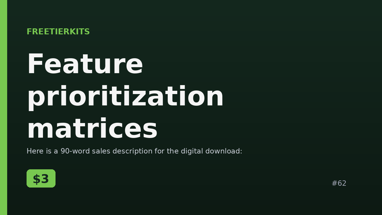 Feature prioritization matrices – Practical Kit cover