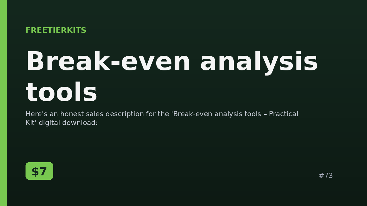 Break-even analysis tools – Practical Kit cover