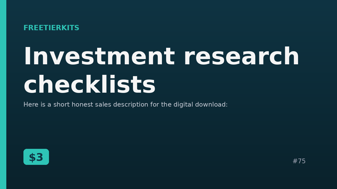 Investment research checklists – Practical Kit cover