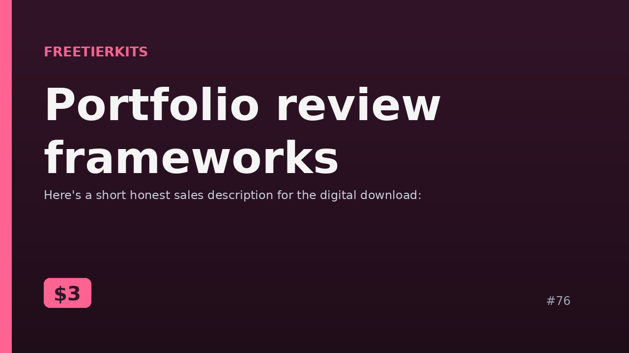 Portfolio review frameworks – Practical Kit cover