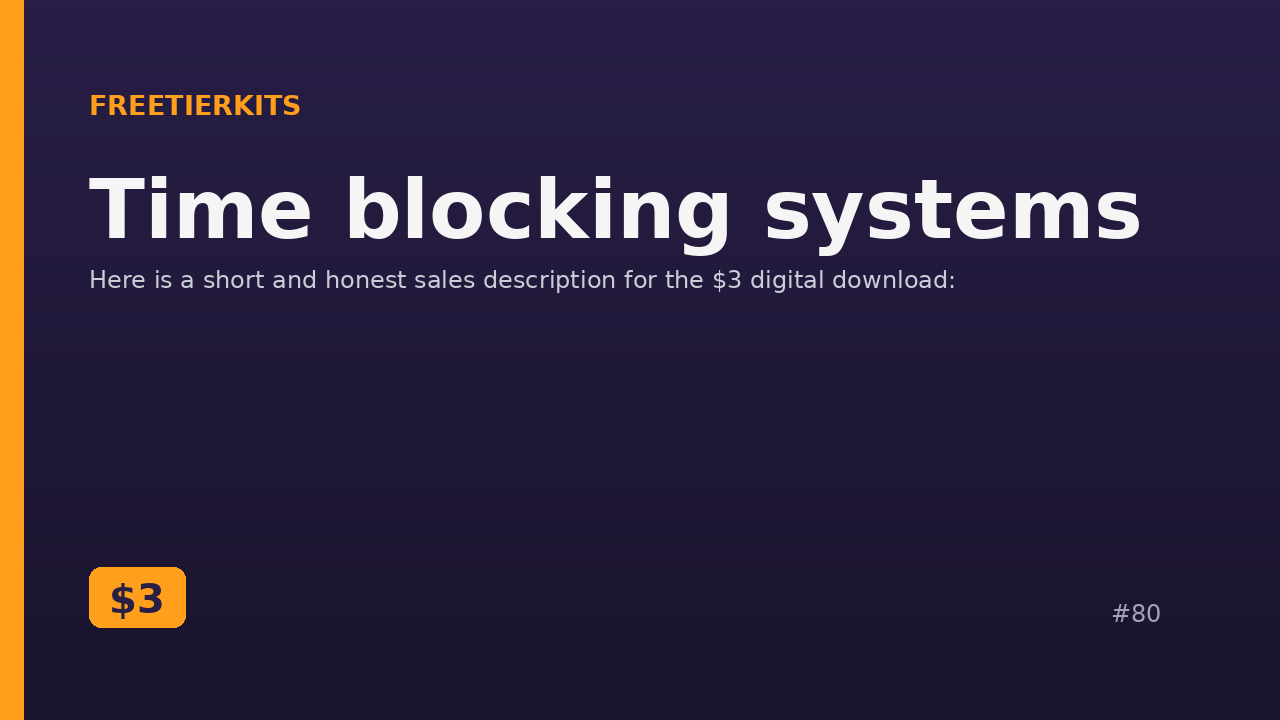 Time blocking systems – Practical Kit cover